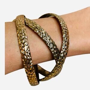 Vintage Hammered Brass Triple Bangle Bracelet